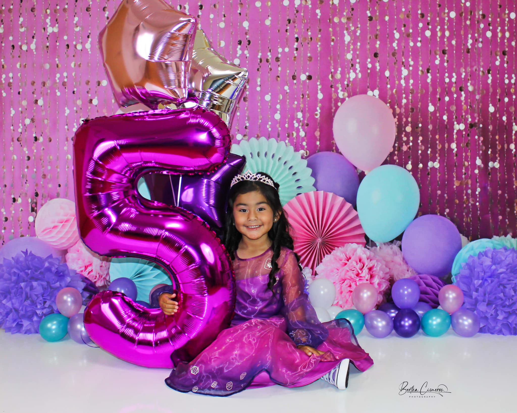 Kate Pink Purple and Teal Birthday Backdrop Designed by Mandy Ringe Photography