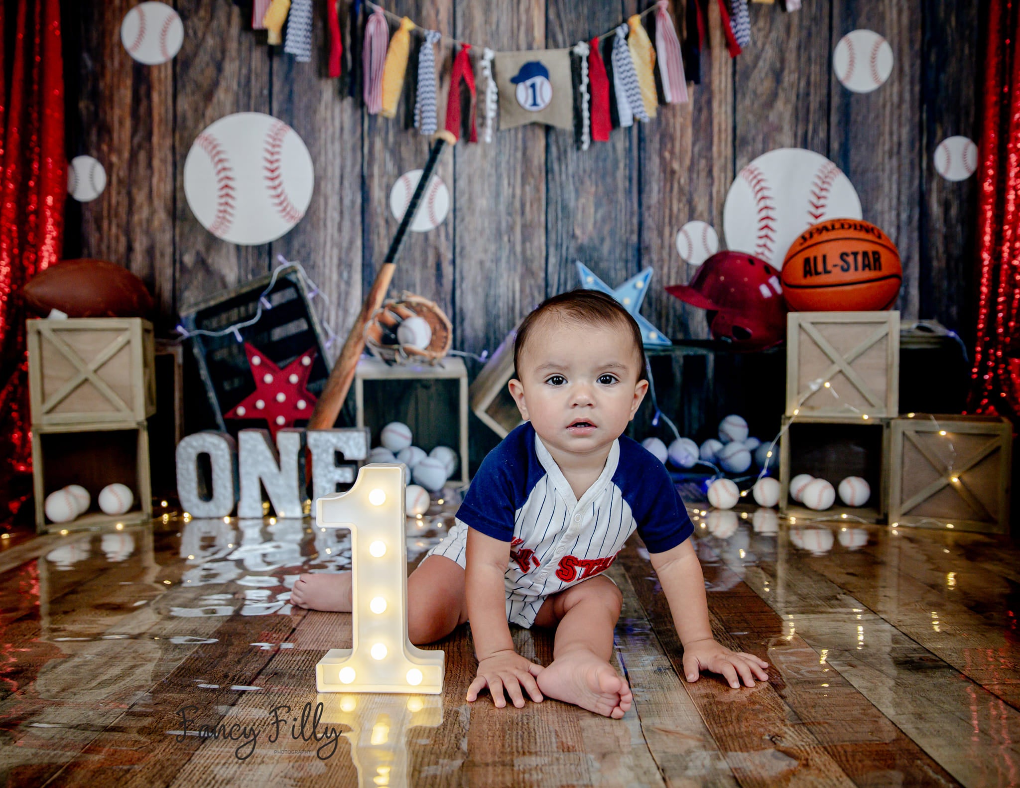 Kate Baseball Lantern Backdrop Deep Wood Grain Designed by Emetselch