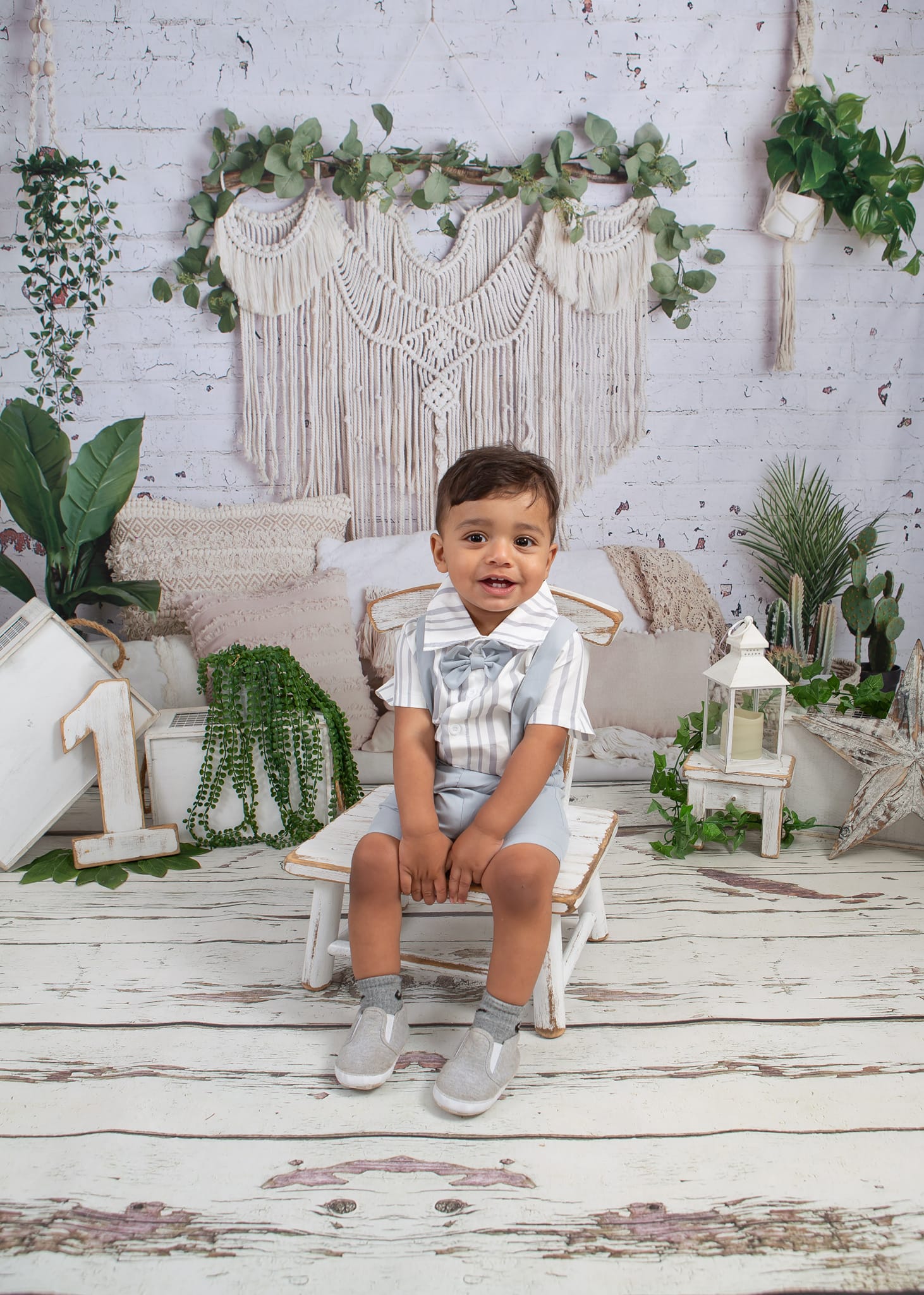 Kate Boho Macrame Floor Pillows with Plants Spring Backdrop Mother's Day Designed By Mandy Ringe Photography - Kate Backdrop AU