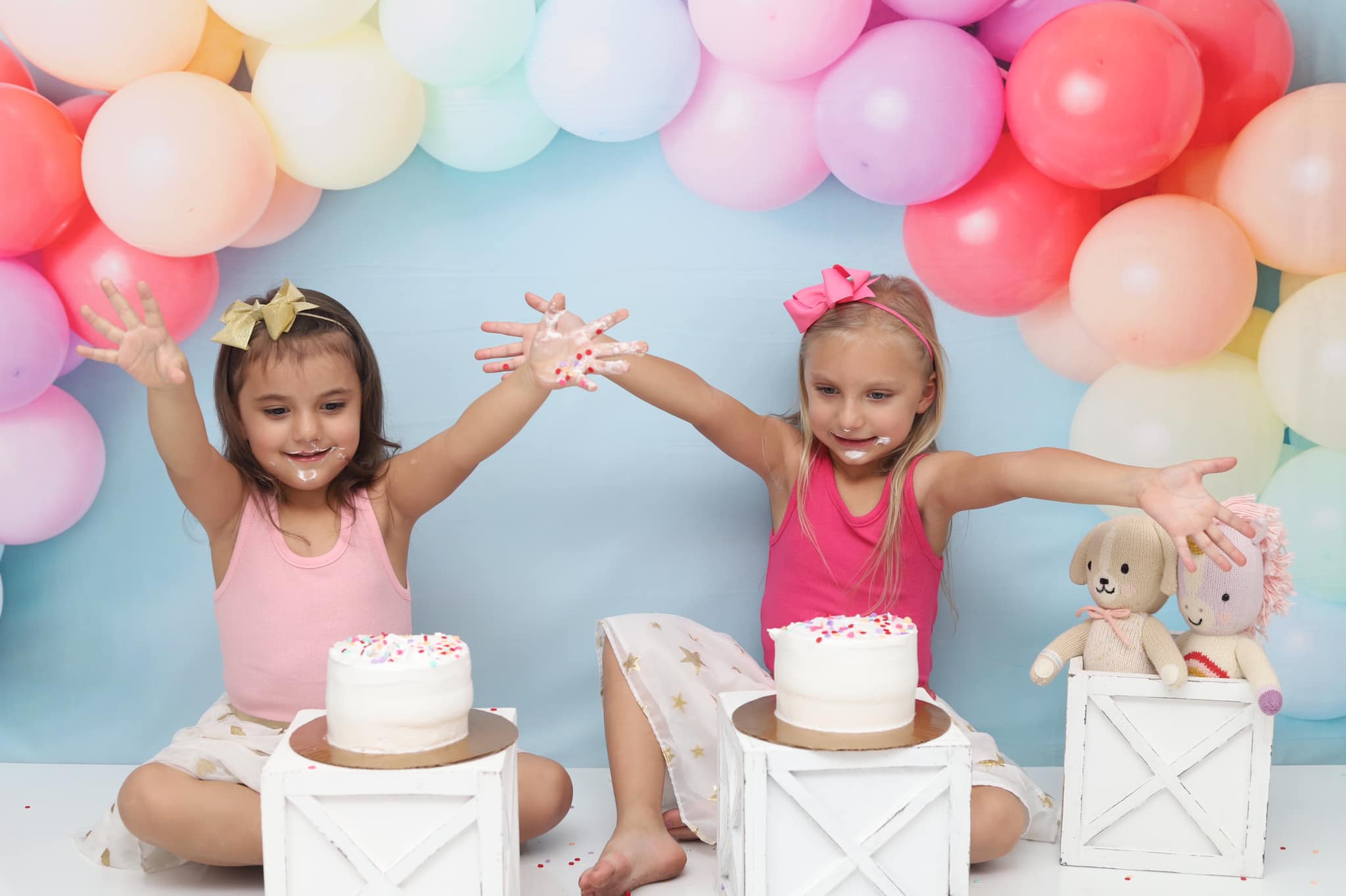 Kate Rainbow Balloons Birthday Children Backdrop for Photography Designed by Kerry Anderson