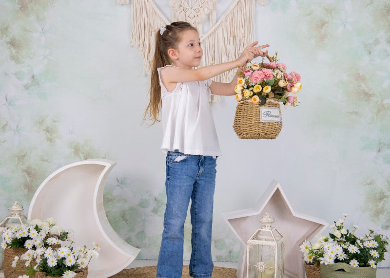 Kate Fine Art Watercolors Green Flowers Abstract Backdrop designed by Veronika Gant - Kate Backdrop AU