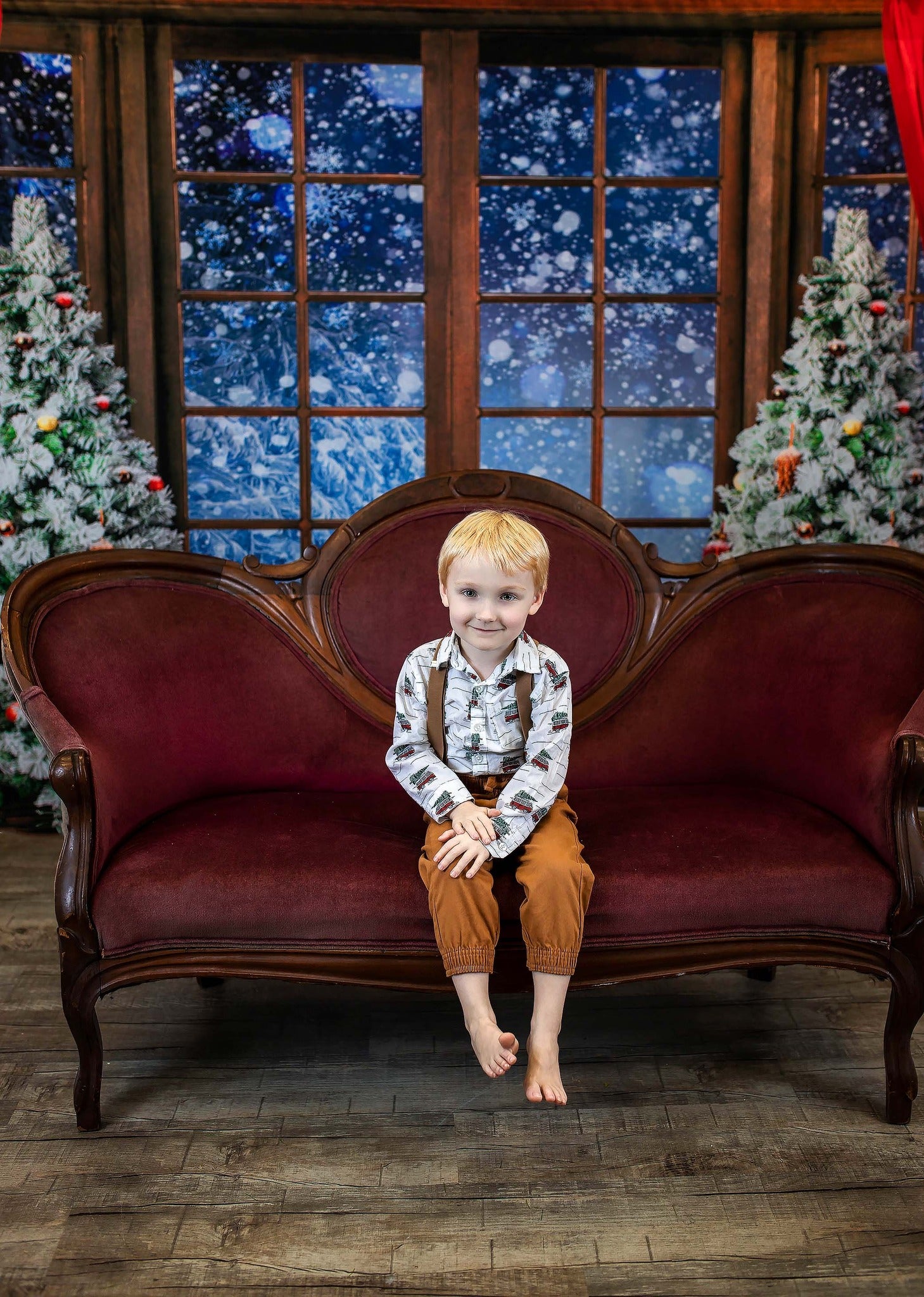 Kate Winter Snow Christmas Window Backdrop Designed by Chain Photography