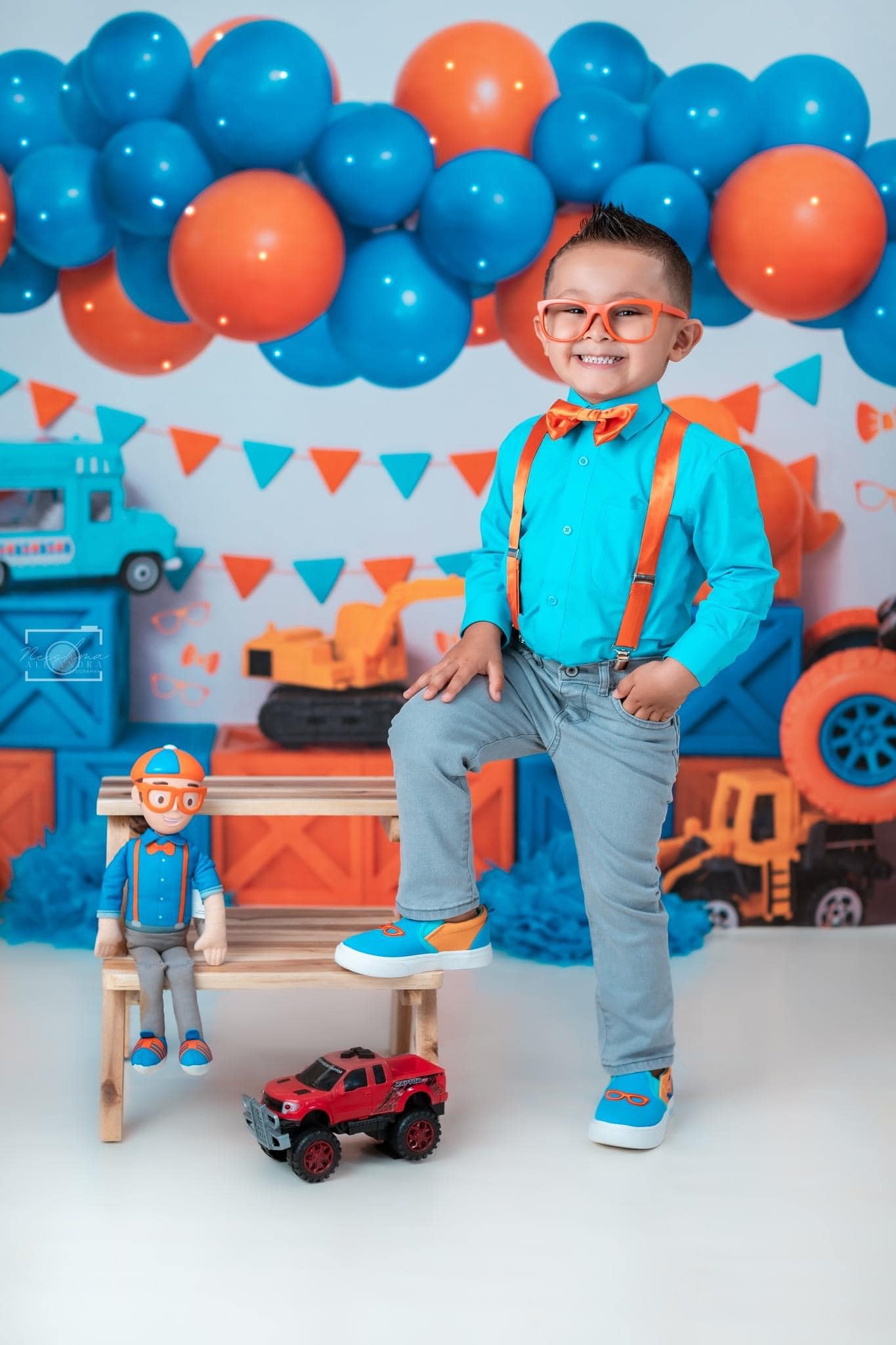 Kate Boy Cake Smash Toy Backdrop Blip Nerd Giggle Guy for Photography Designed by Mini MakeBelieve - Kate Backdrop AU