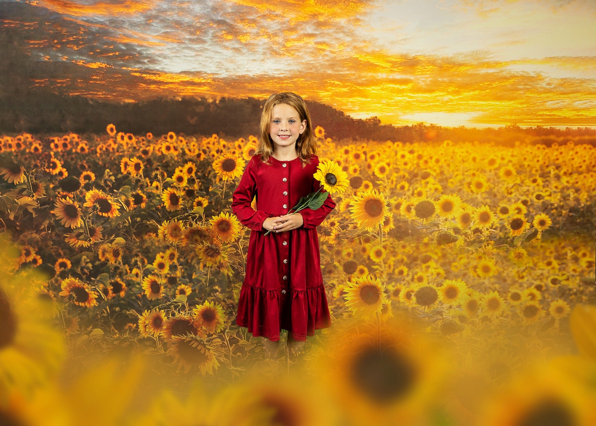 Kate Sunflower Backdrop Autumn Outdoor Designed by Chain Photography