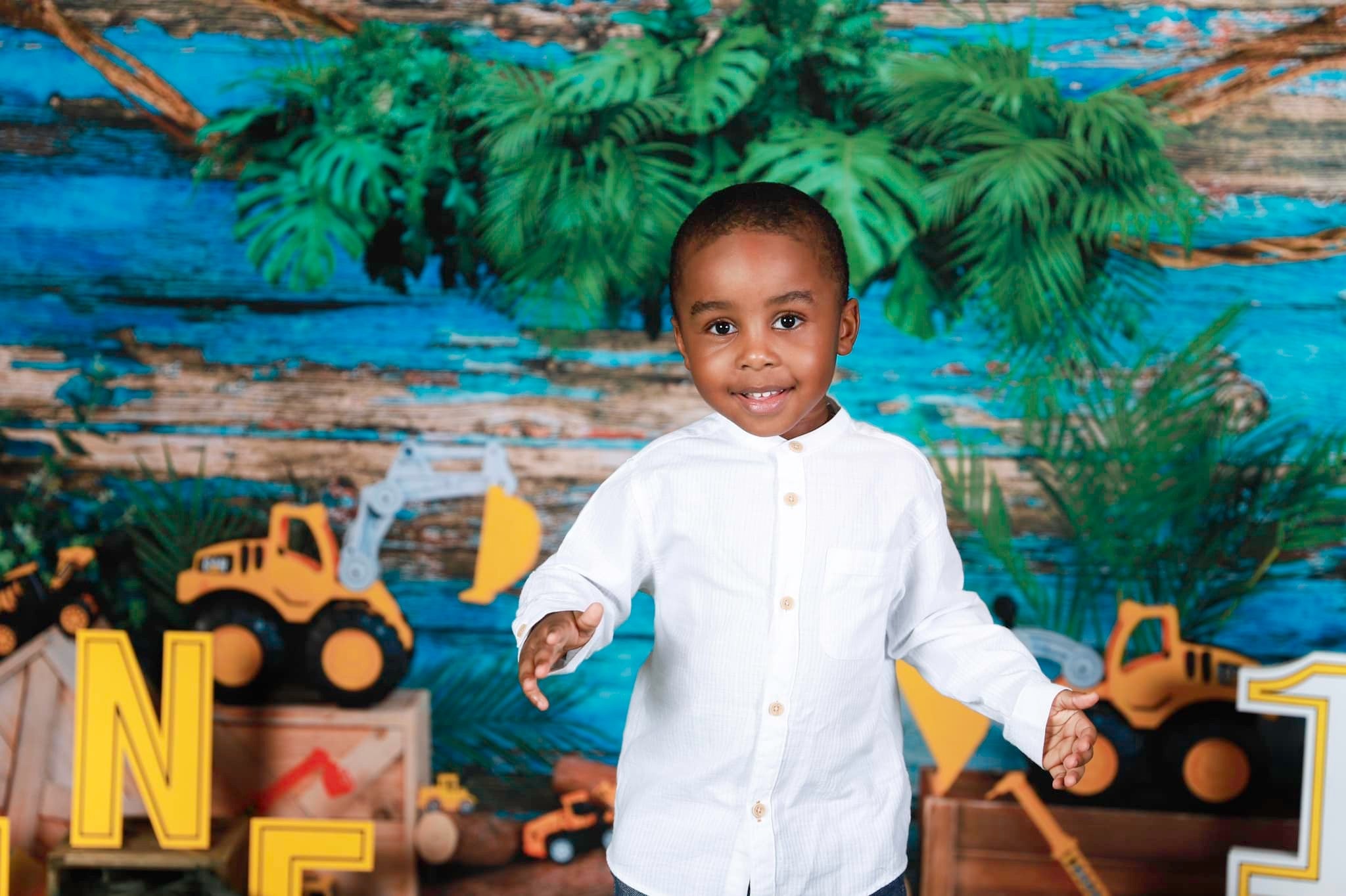 Kate Child Excavator Summer Backdrop Cake Smash Designed by Emetselch - Kate Backdrop AU