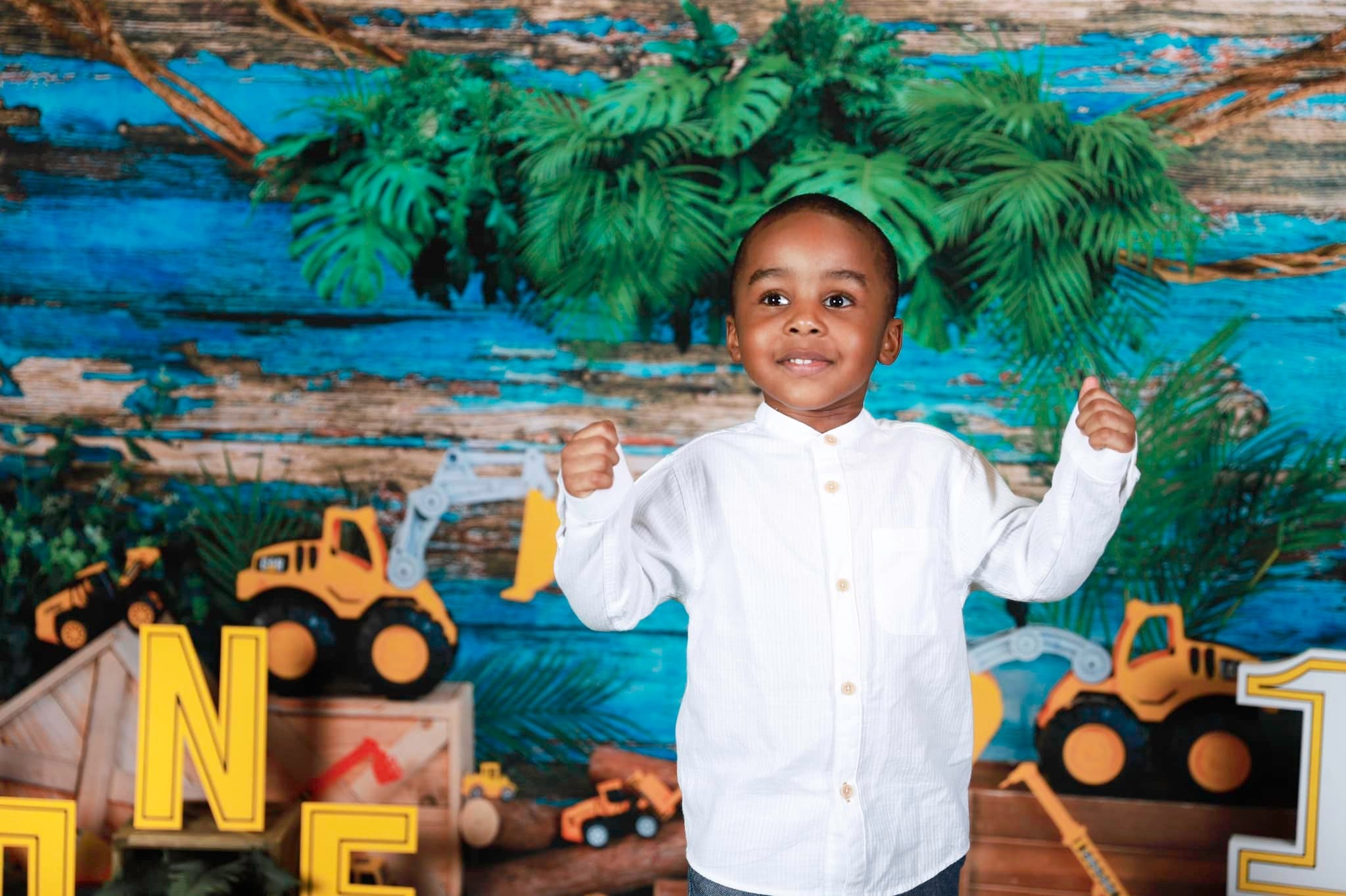 Kate Child Excavator Summer Backdrop Cake Smash Designed by Emetselch - Kate Backdrop AU