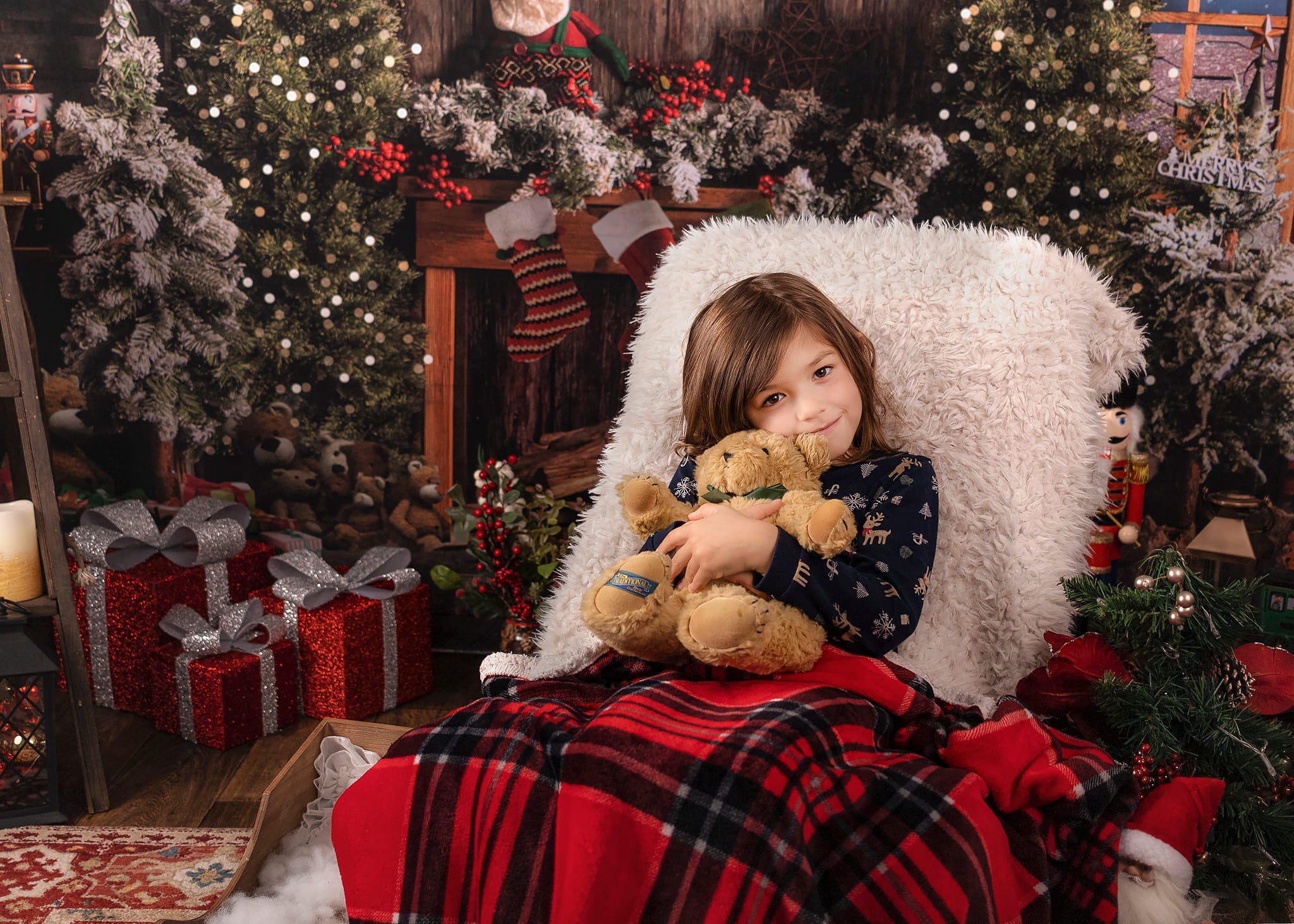 Kate Christmas Tree Backdrop Gift Window Santa Claus for Photography - Kate Backdrop AU