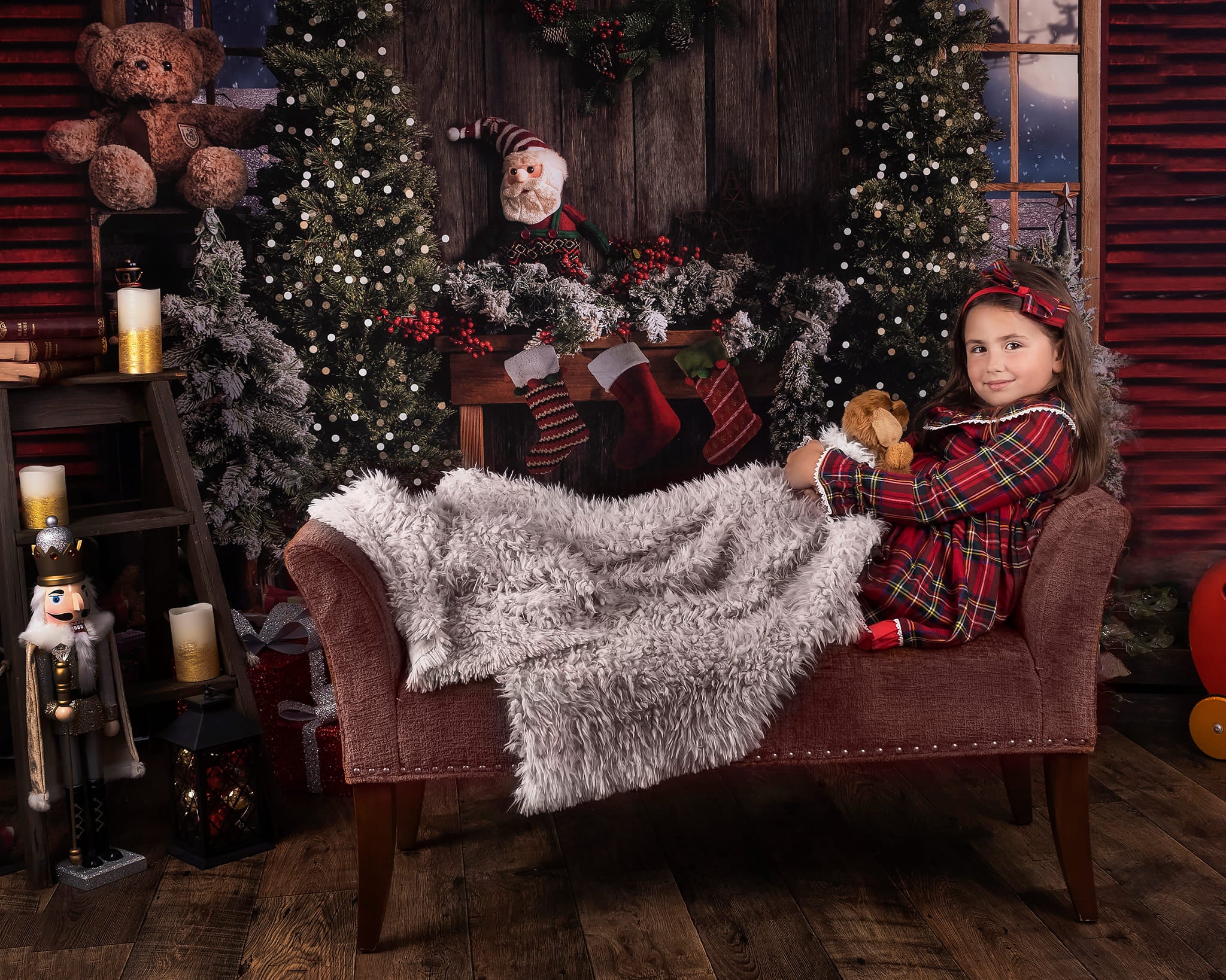 Kate Christmas Tree Backdrop Gift Window Santa Claus for Photography - Kate Backdrop AU