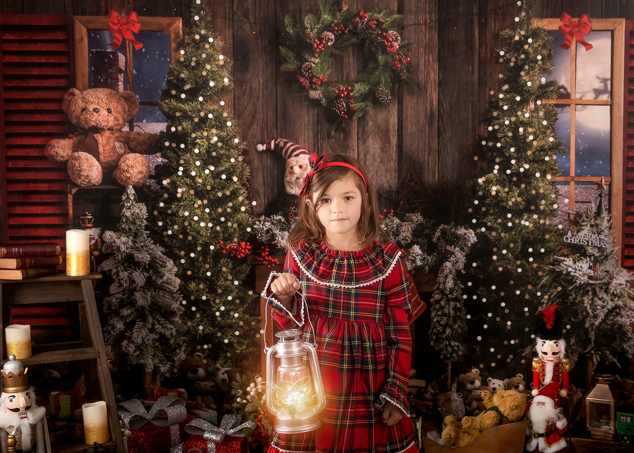 Kate Christmas Tree Backdrop Gift Window Santa Claus for Photography - Kate Backdrop AU