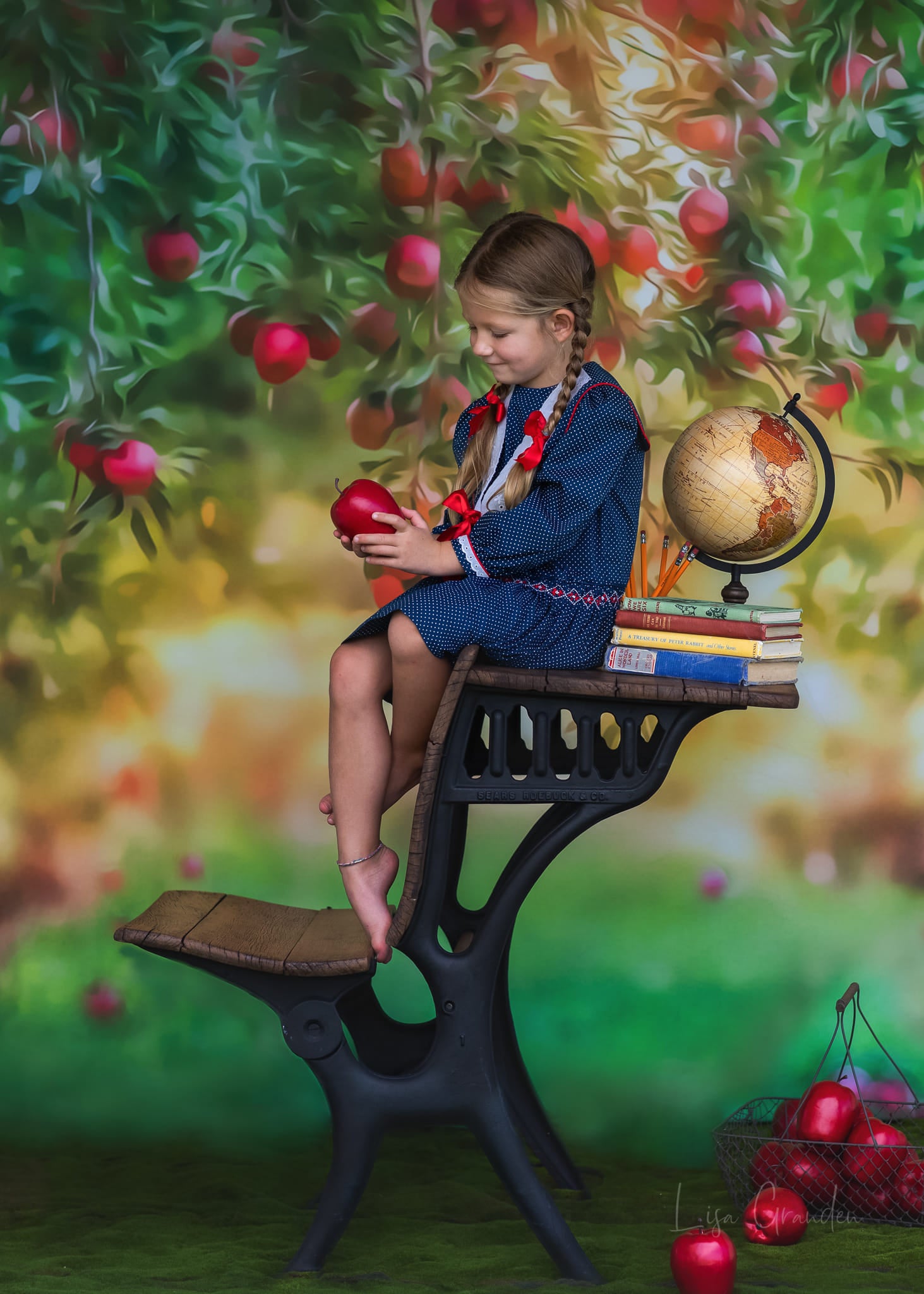 Kate Apple Orchard Summer Backdrop for Photography Designed by Lisa Granden - Kate Backdrop AU