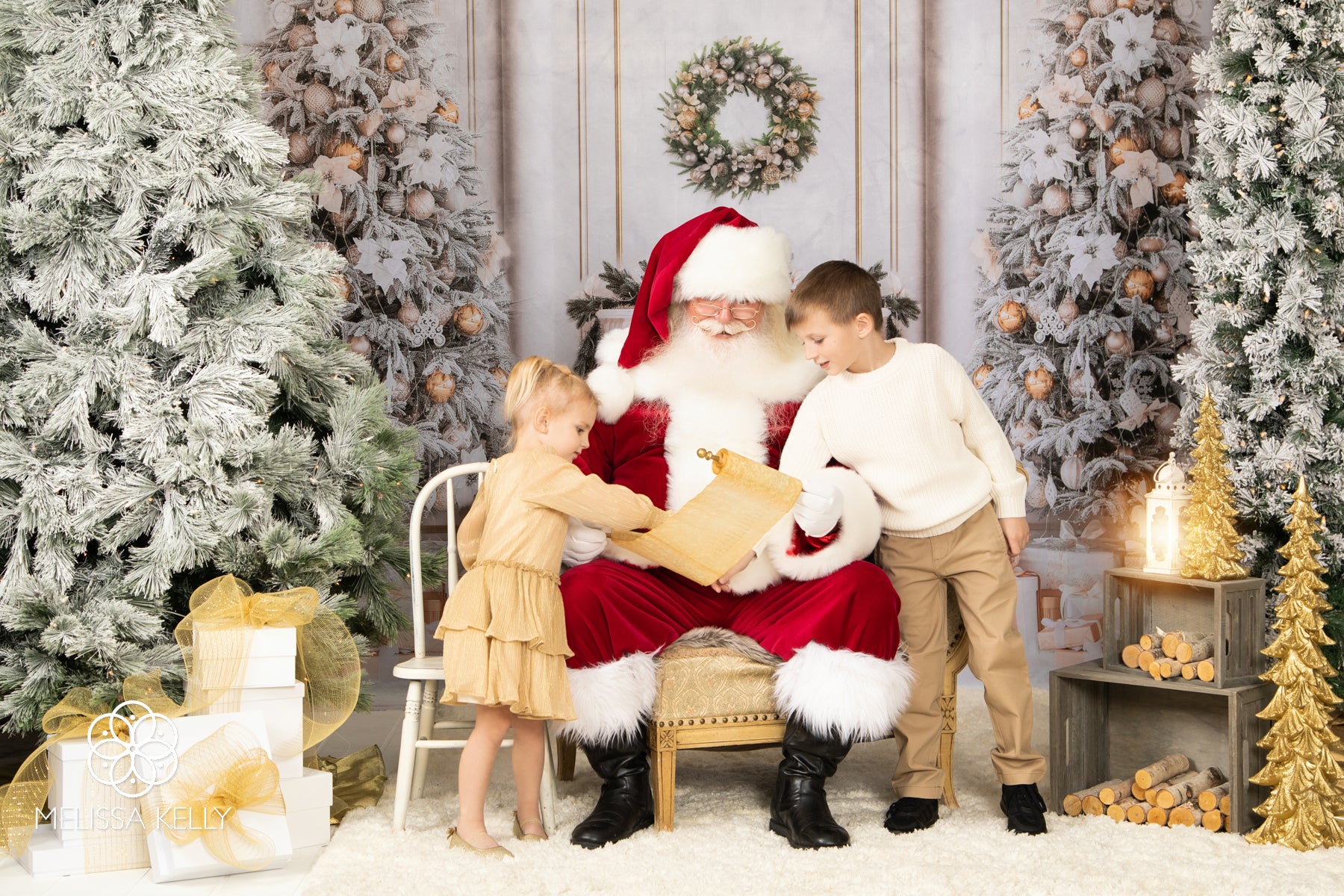 Kate Christmas Tree Backdrop Gift Fireplace for Photography - Kate Backdrop AU