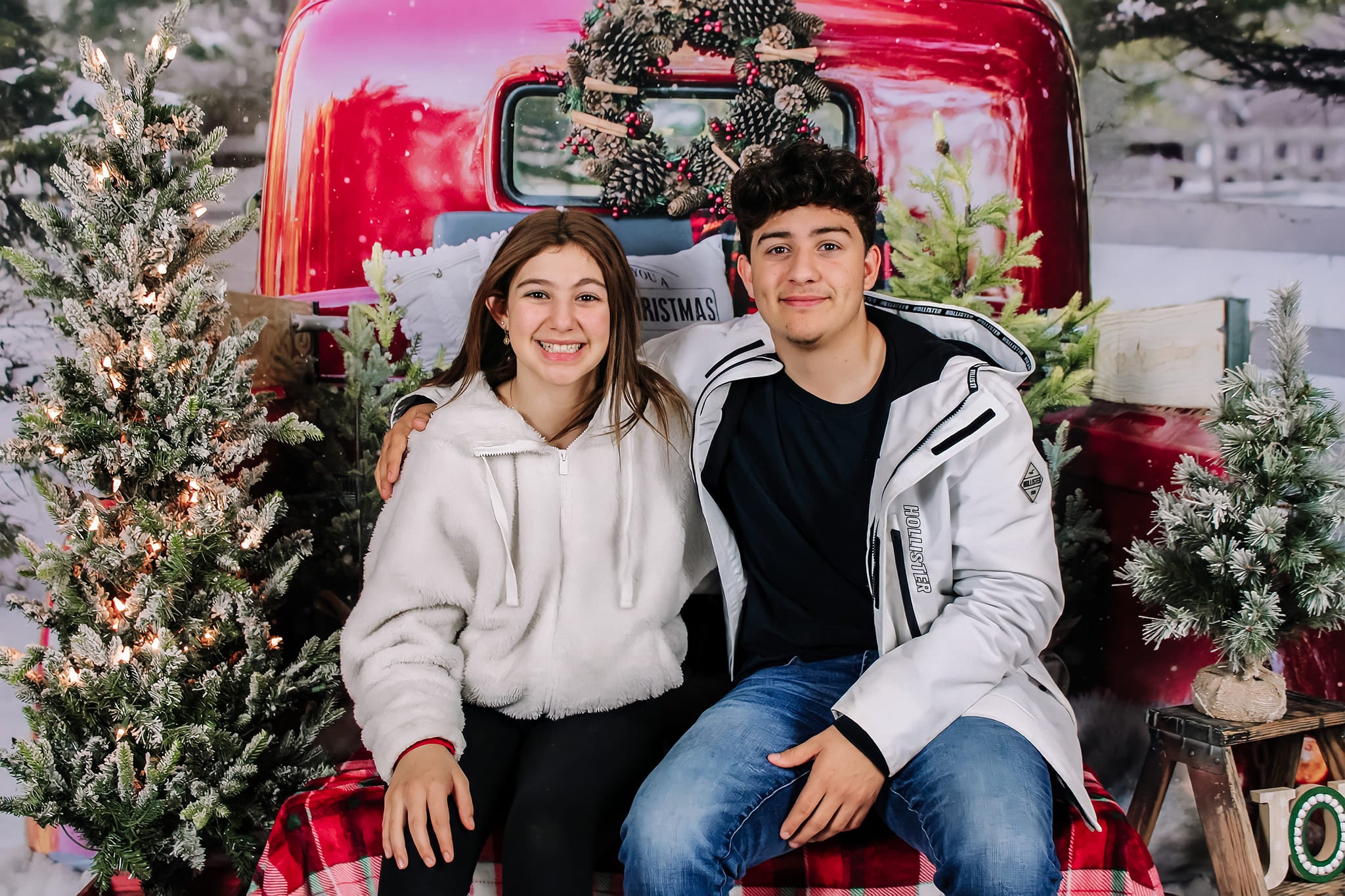 Kate Red Christmas Truck in Snow Backdrop Designed by Mandy Ringe Photography - Kate Backdrop AU