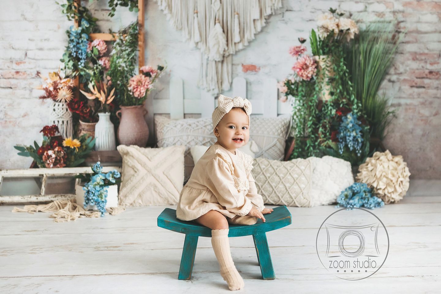 Kate Boho Mother's Day Backdrop Flower Tapestry Pillow Designed by Emetselch - Kate Backdrop AU