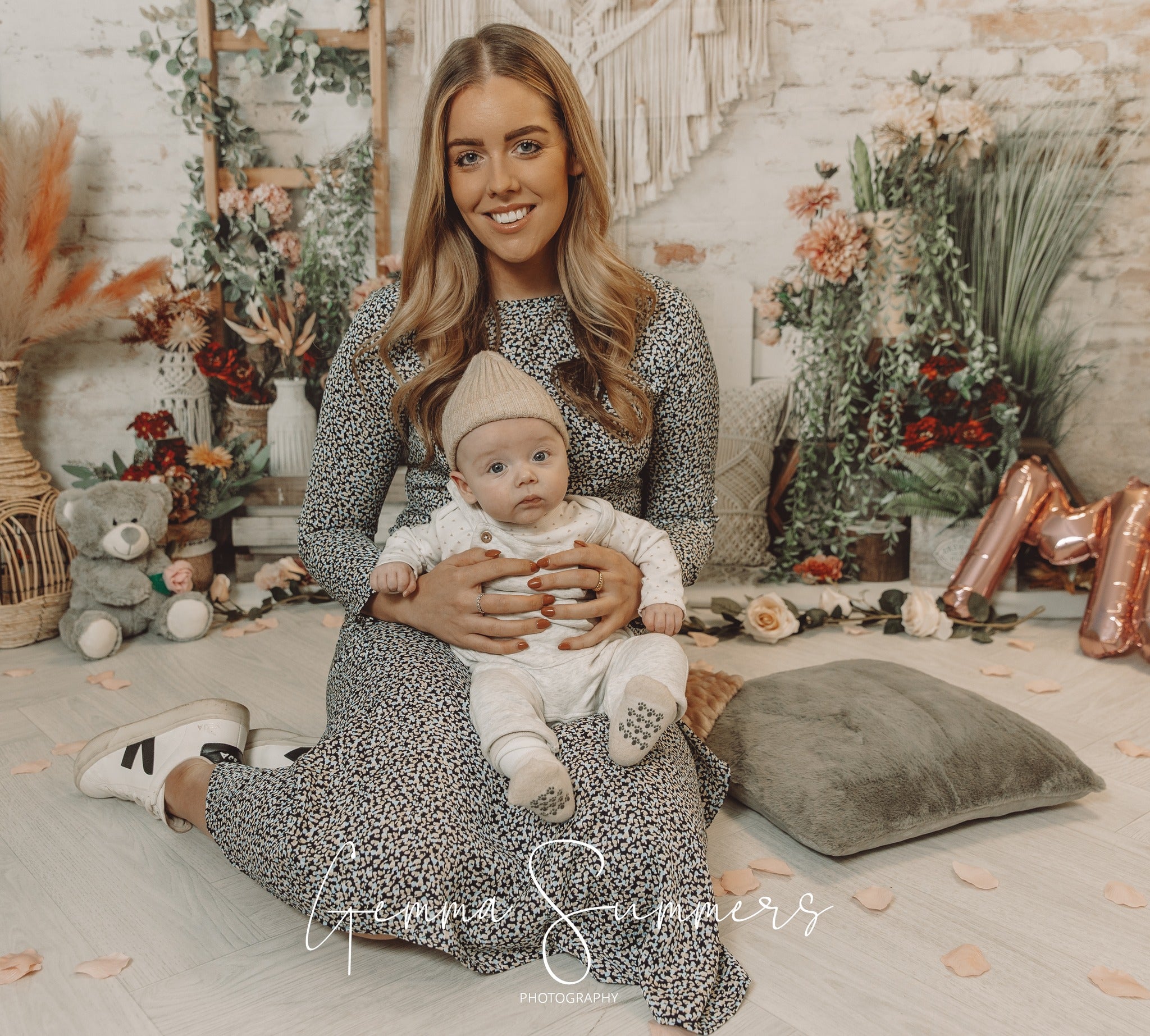 Kate Boho Mother's Day Backdrop Flower Tapestry Pillow Designed by Emetselch - Kate Backdrop AU