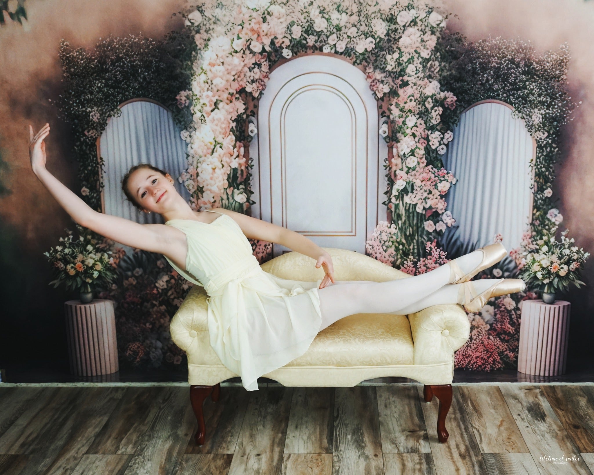 Kate Painted Spring Backdrop Interior Floral Pink Marble Panels Designed by Mini MakeBelieve - Kate Backdrop AU