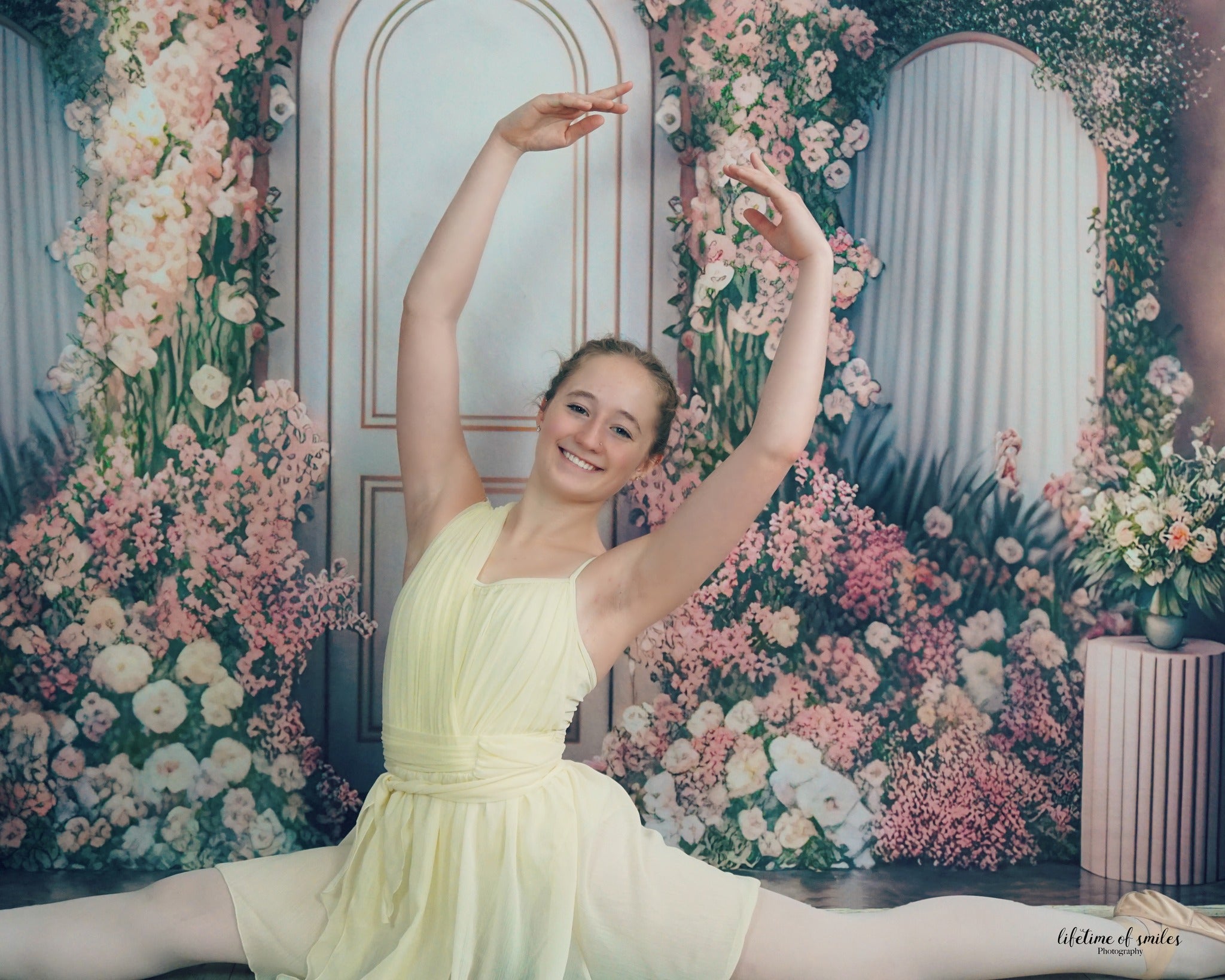 Kate Painted Spring Backdrop Interior Floral Pink Marble Panels Designed by Mini MakeBelieve - Kate Backdrop AU