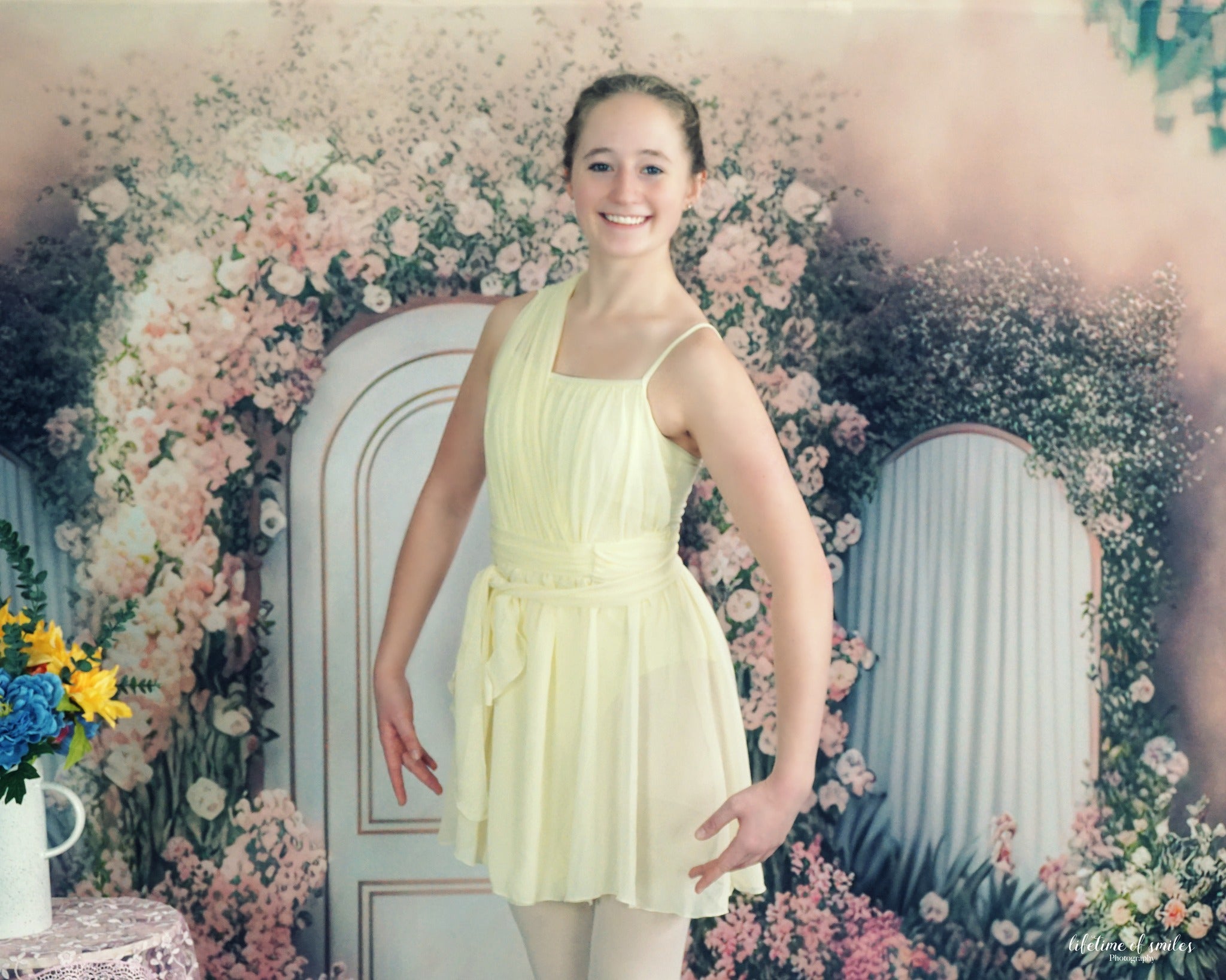 Kate Painted Spring Backdrop Interior Floral Pink Marble Panels Designed by Mini MakeBelieve - Kate Backdrop AU