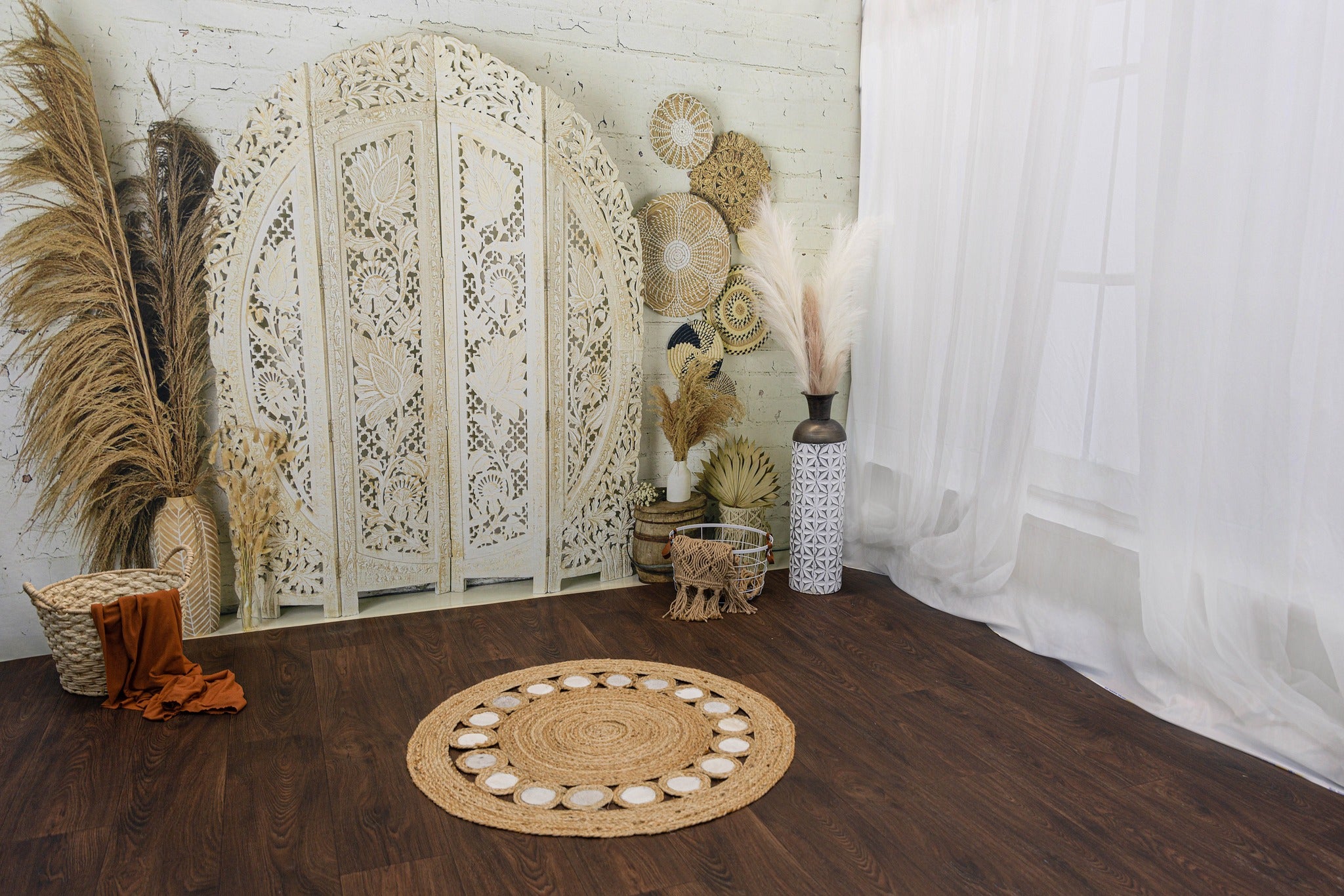 Kate Boho Screen with Pampas Grass Backdrop Designed by Mandy Ringe Photography - Kate Backdrop AU