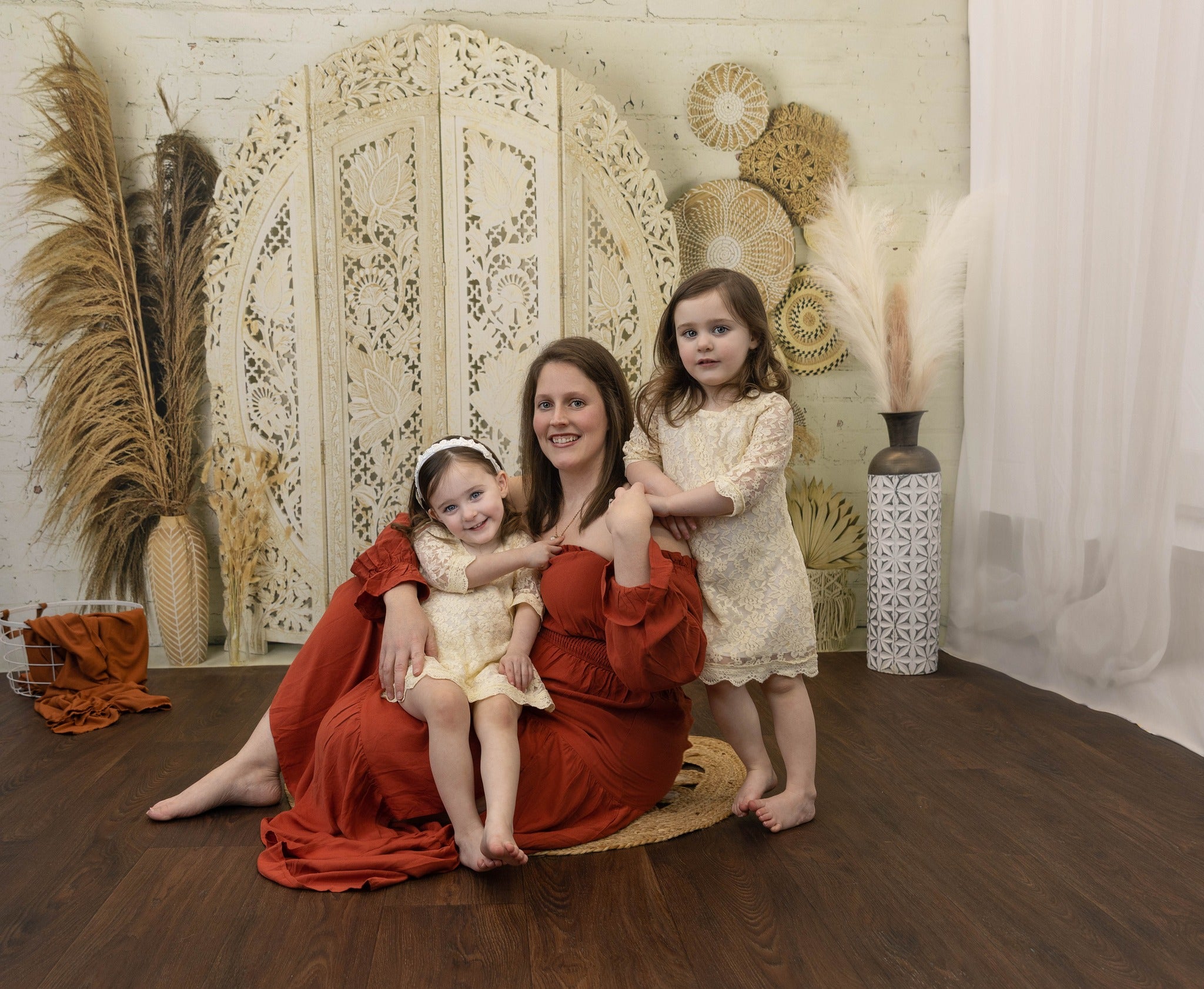 Kate Boho Screen with Pampas Grass Backdrop Designed by Mandy Ringe Photography