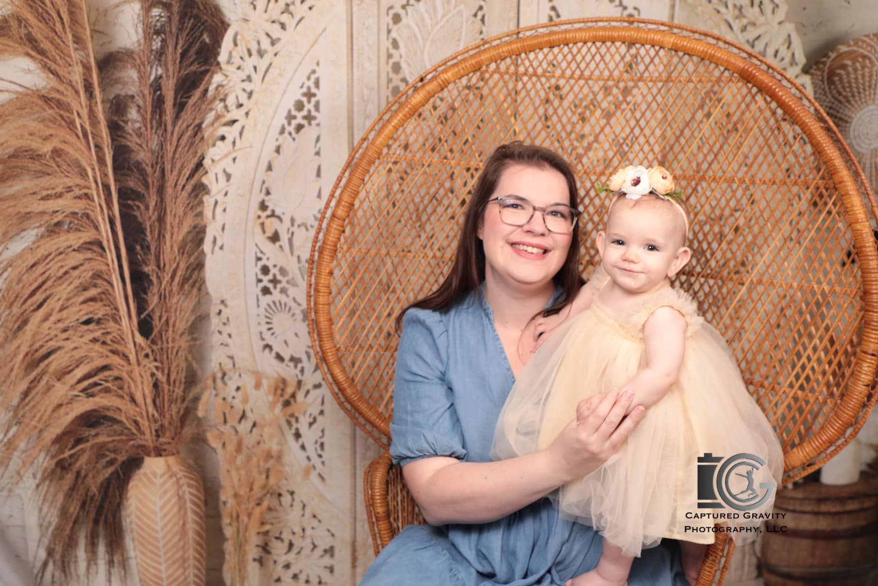 Kate Boho Screen with Pampas Grass Backdrop Designed by Mandy Ringe Photography