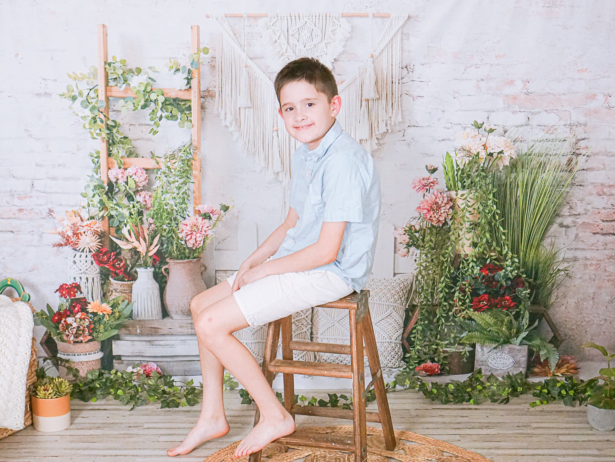 Kate Boho Mother's Day Backdrop Flower Tapestry Pillow Designed by Emetselch - Kate Backdrop AU