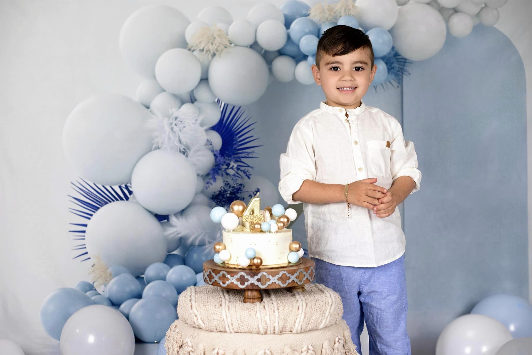 Kate Boho Balloons Backdrop Blue Cake Smash Designed by Uta Mueller Photography - Kate Backdrop AU