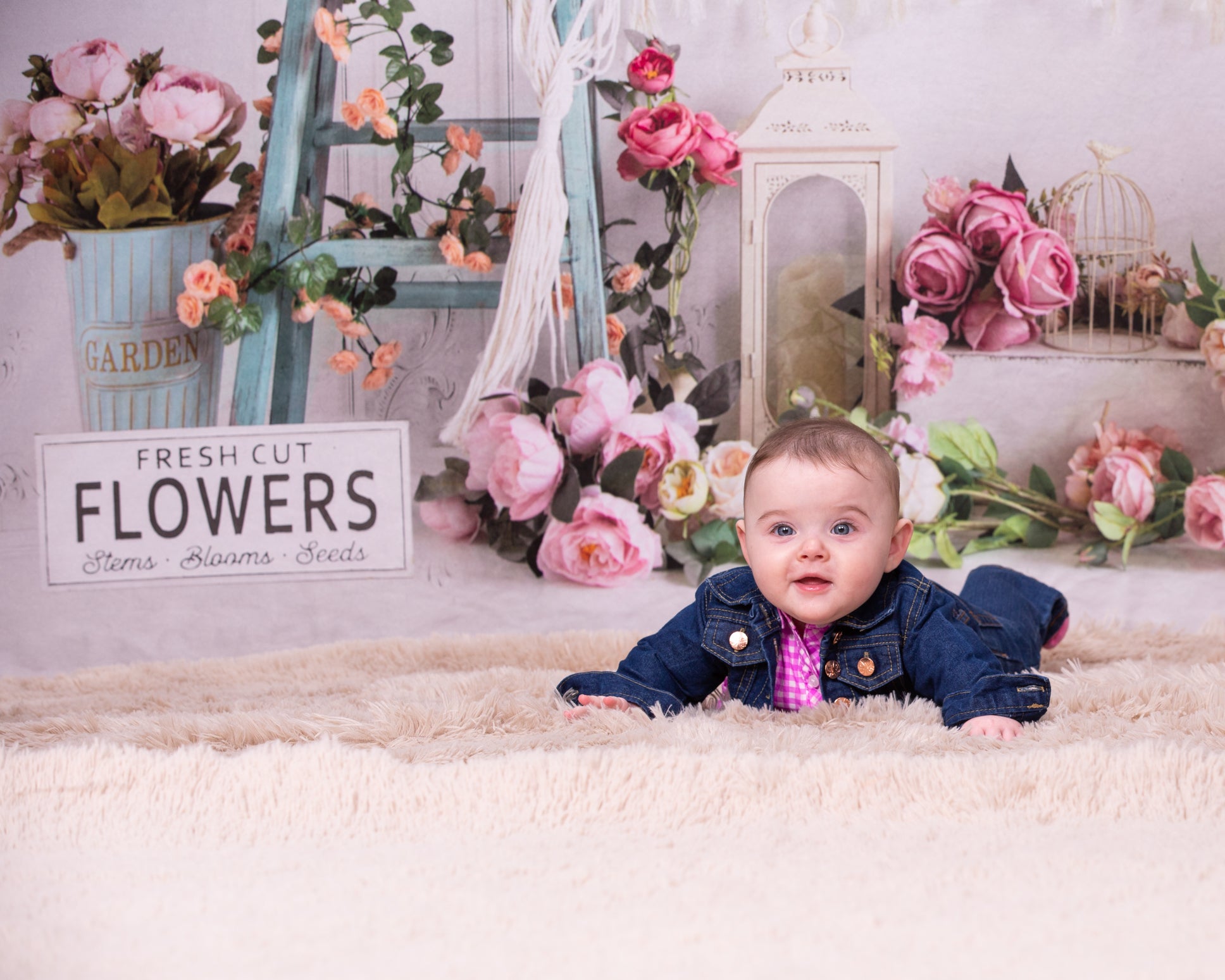 Kate Spring Boho Tent Floral Backdrop for Photography