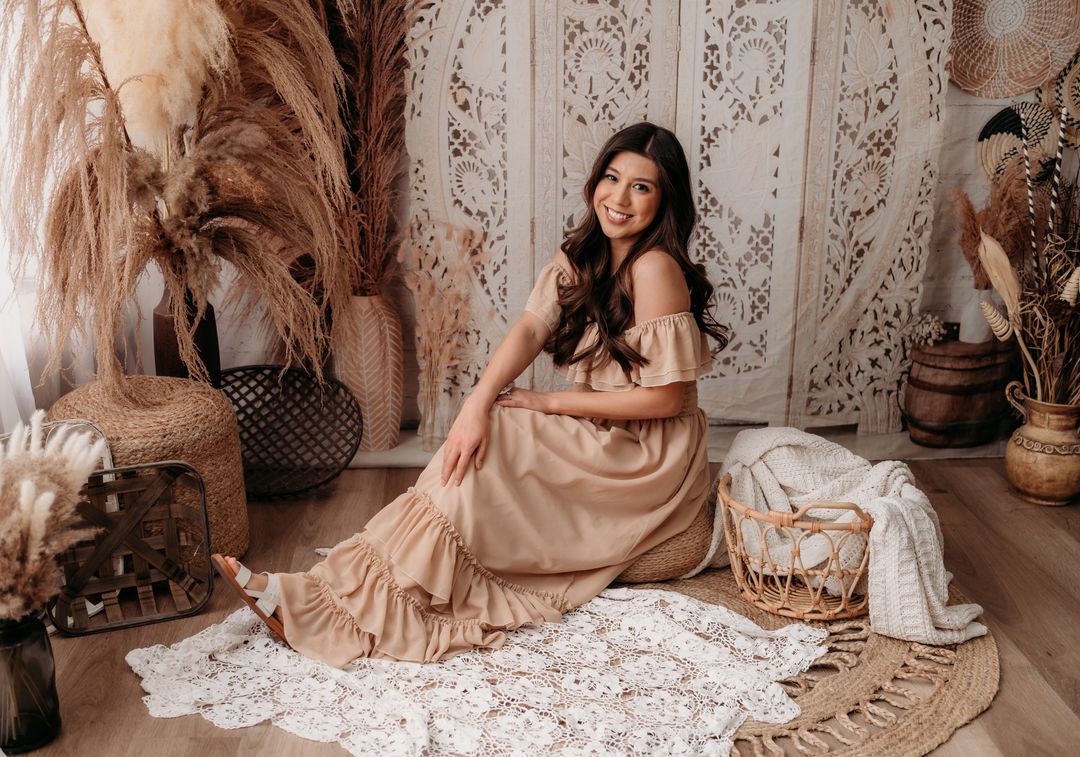 Kate Boho Screen with Pampas Grass Backdrop Designed by Mandy Ringe Photography