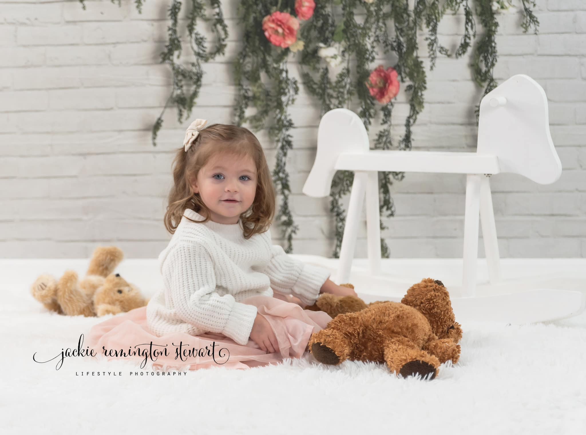 Kate Greenery Garland with Pink Flowers Backdrop Designed by Mandy Ringe Photography - Kate Backdrop AU