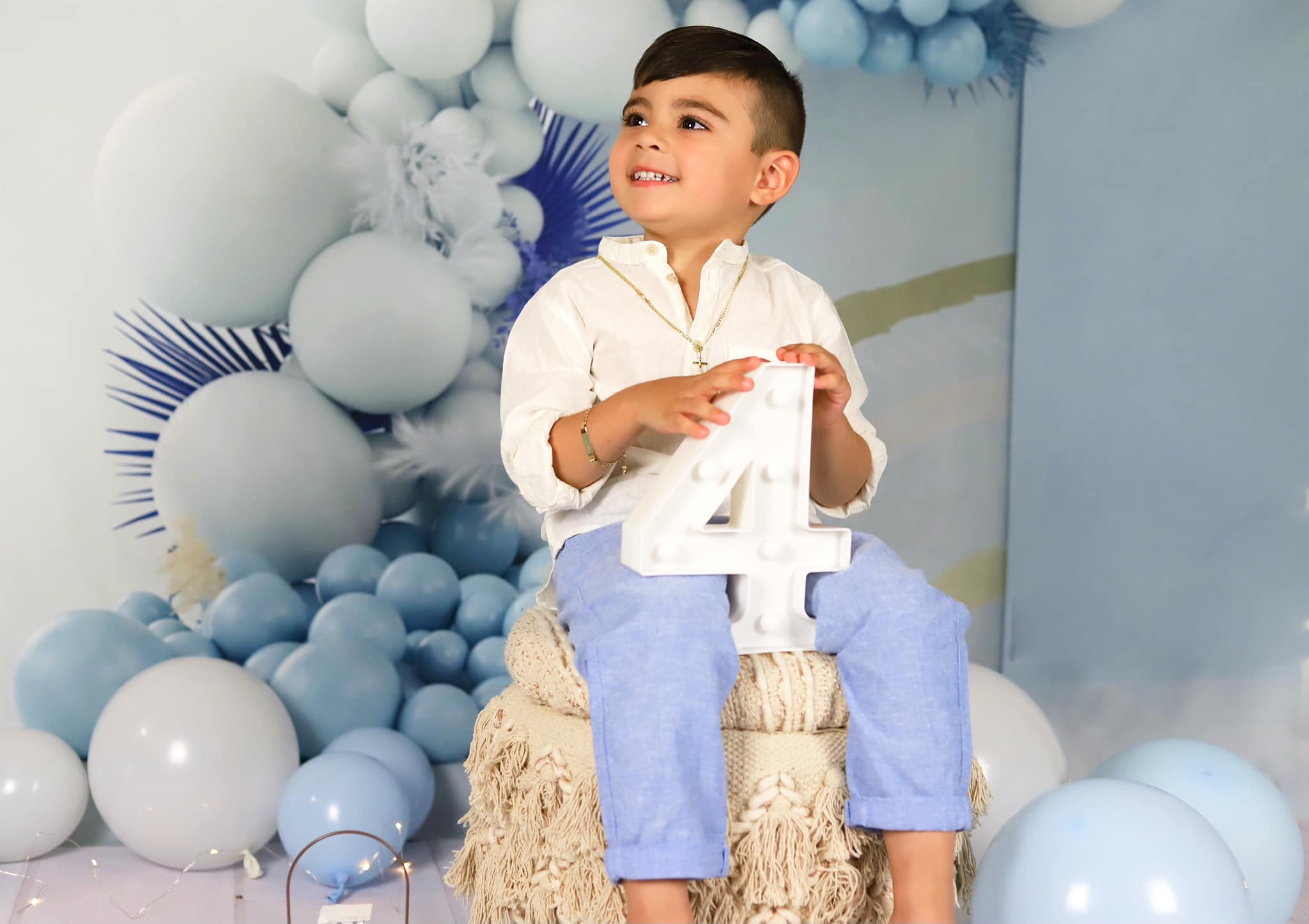 Kate Boho Balloons Backdrop Blue Cake Smash Designed by Uta Mueller Photography - Kate Backdrop AU
