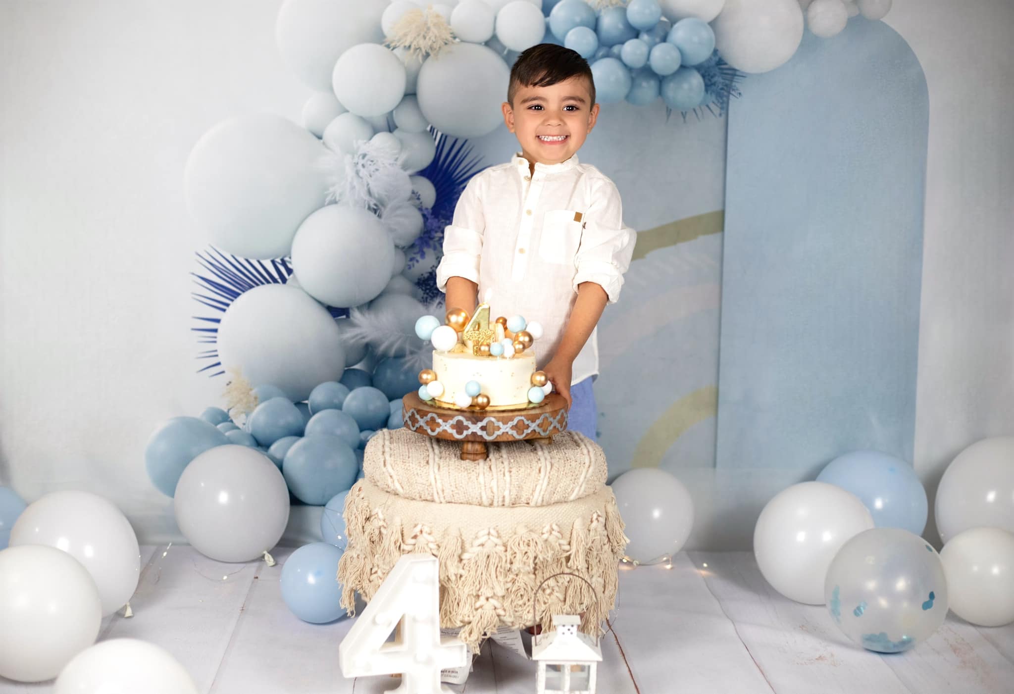 Kate Boho Balloons Backdrop Blue Cake Smash Designed by Uta Mueller Photography - Kate Backdrop AU