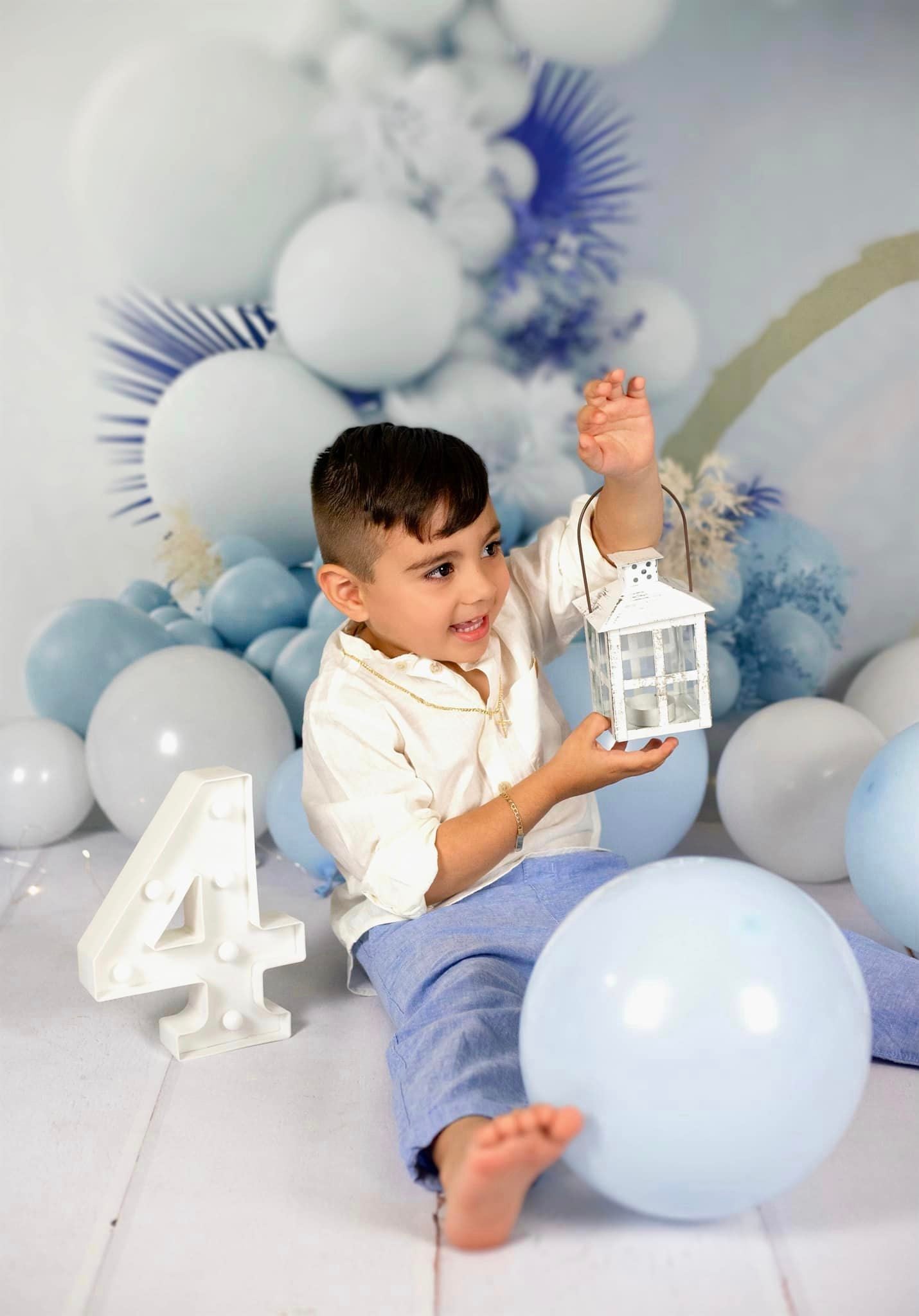 Kate Boho Balloons Backdrop Blue Cake Smash Designed by Uta Mueller Photography - Kate Backdrop AU