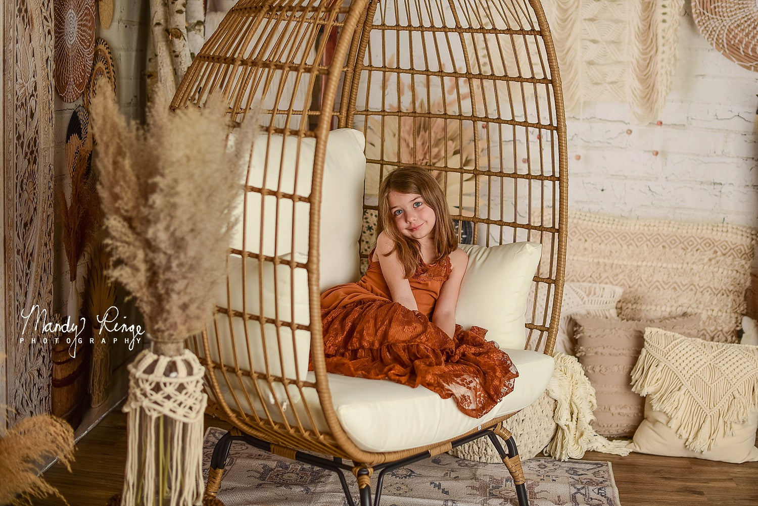 Kate Boho Screen with Pampas Grass Backdrop Designed by Mandy Ringe Photography