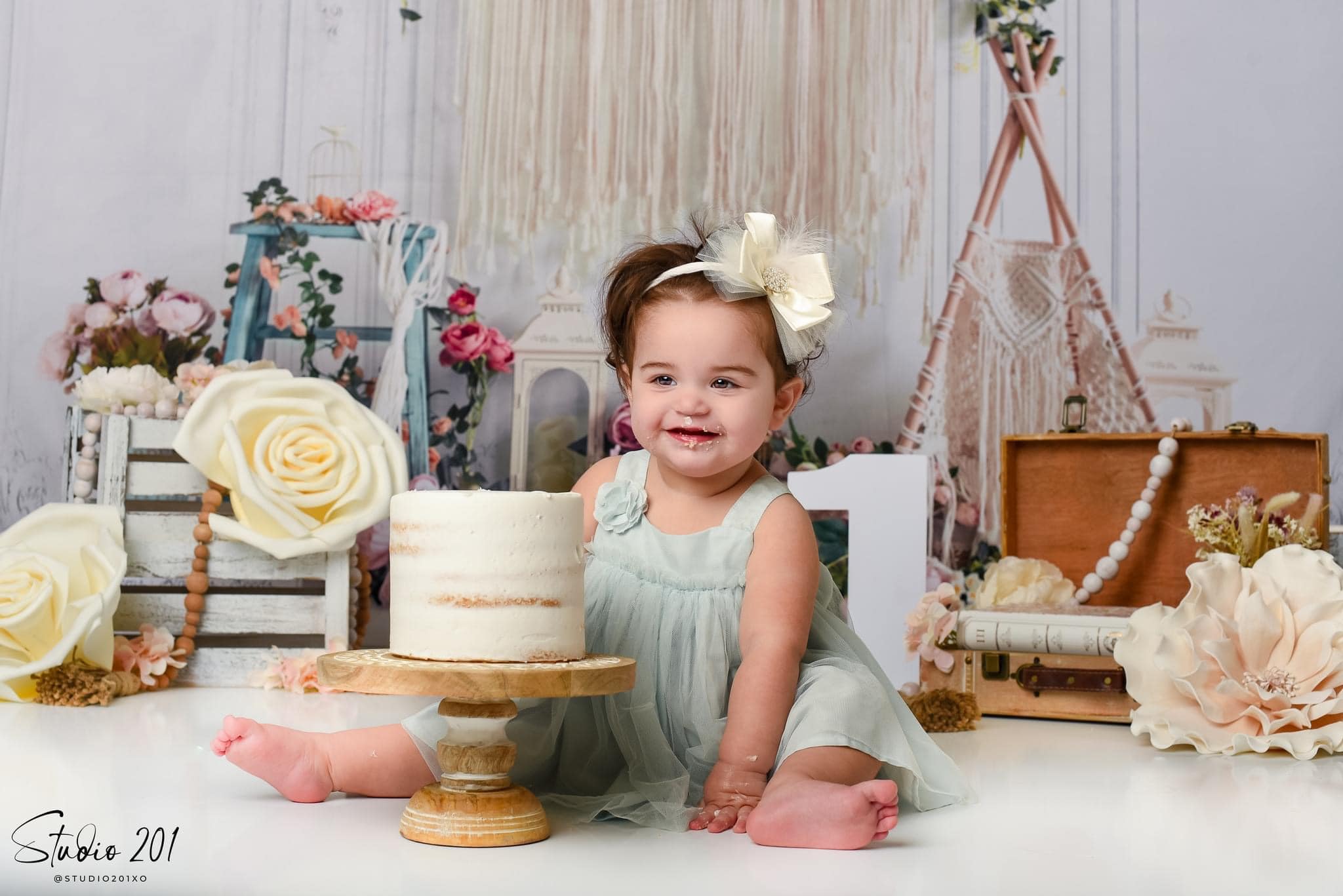 Kate Spring Boho Tent Floral Backdrop for Photography