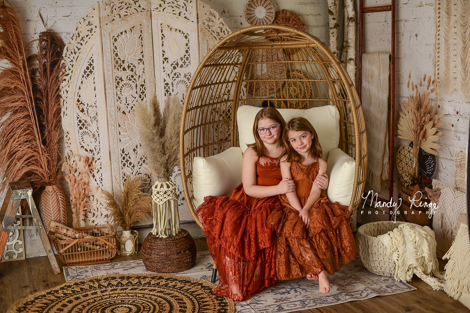 Kate Boho Screen with Pampas Grass Backdrop Designed by Mandy Ringe Photography - Kate Backdrop AU