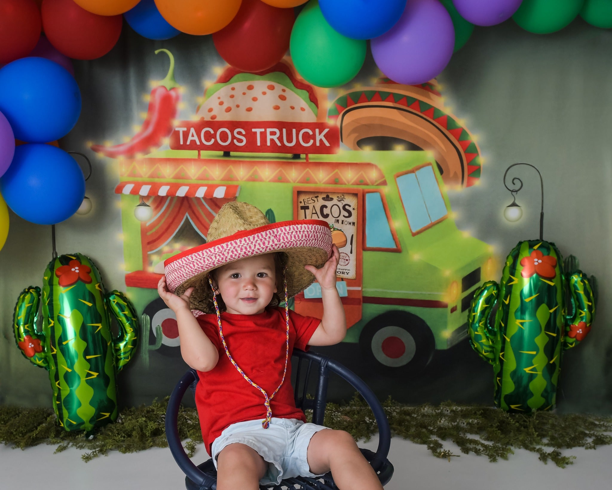 Kate Cake Smash Tacos Truck Chef Backdrop Designed by Rosabell Photography