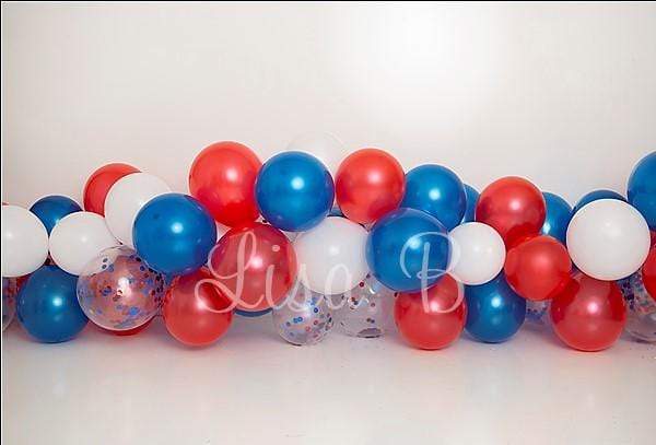 Kate 4th of July Balloons Birthday Children Backdrop for Photography Designed by Lisa B