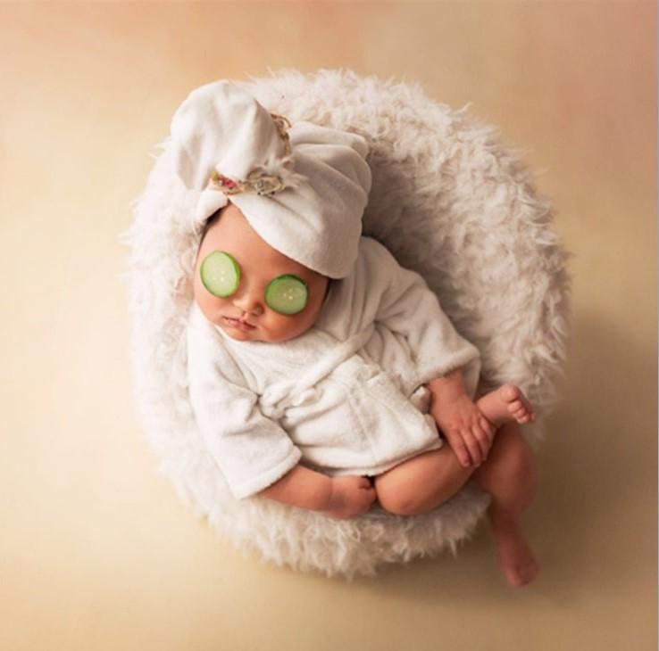 White Newborn Mini Sofa+Baby Outfit Bathrobe Newborn Photo Props