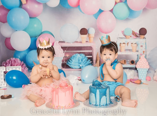 Kate Ice Cream with Balloons Children Backdrop for Photography Designed by Megan Leigh Photography - Kate Backdrop AU