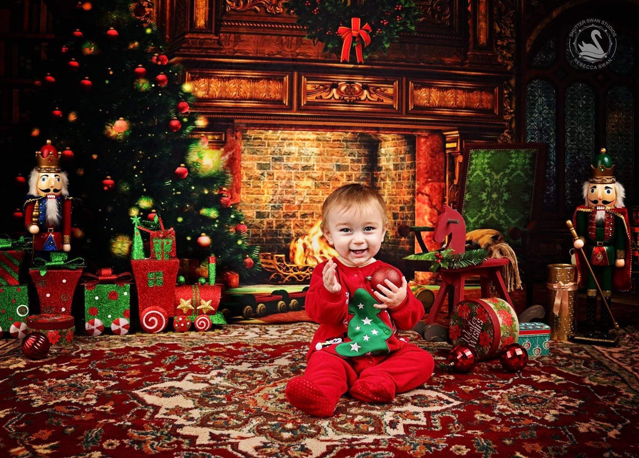 Kate Christmas Tree And Fireplace Decorations for Photography - Kate Backdrop AU