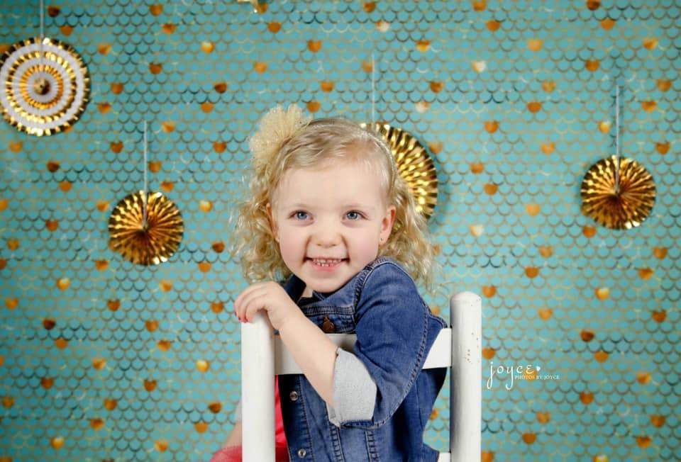 Kate Baby Shower Blue Green Golden Ripples Backdrop for Photography Designed by Mini MakeBelieve - Kate Backdrop AU
