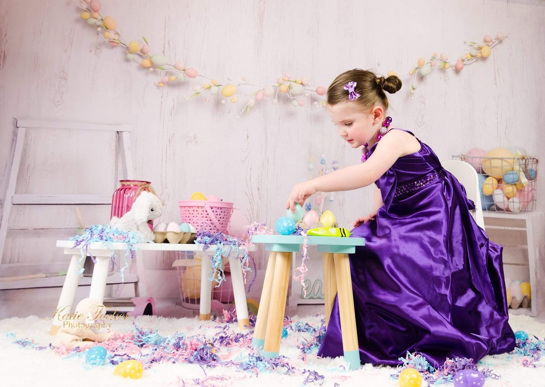 Kate Colorful Eggs Decorations Easter Spring Children Backdrop for Photography Designed by Erin Larkins - Kate Backdrop AU