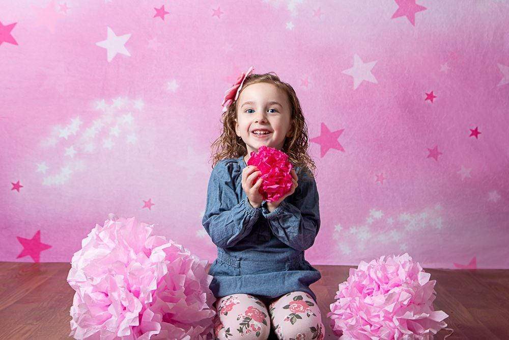 Kate Soft Skies Pink Stars Backdrop for Photography Designed by Mini MakeBelieve - Kate Backdrop AU