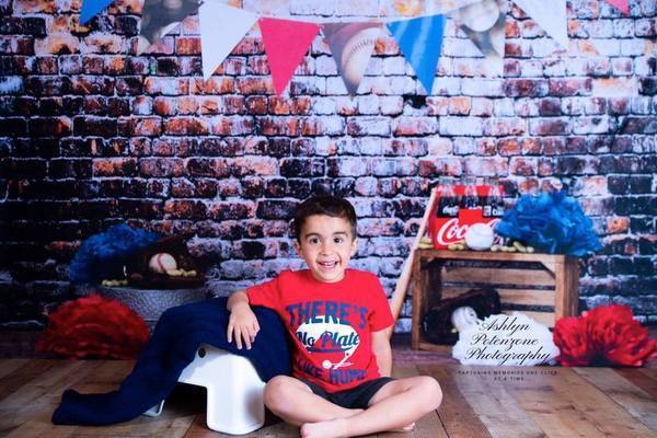 Kate Retro Brick Wall Baseball Theme Backdrop for sports Photography Designed by Leann West - Kate Backdrop AU