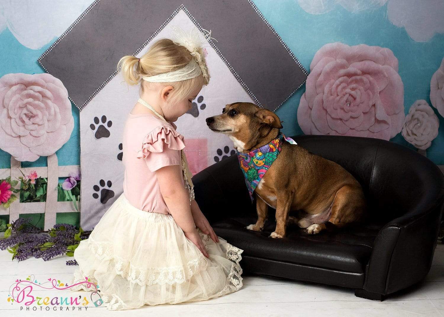 Kate Pet Park Railing with flowers Spring Children Backdrop for Photography Designed by Erin Larkins - Kate Backdrop AU