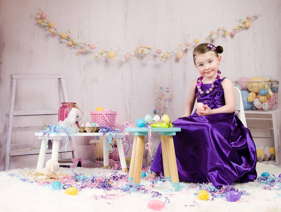 Kate Colorful Eggs Decorations Easter Spring Children Backdrop for Photography Designed by Erin Larkins - Kate Backdrop AU