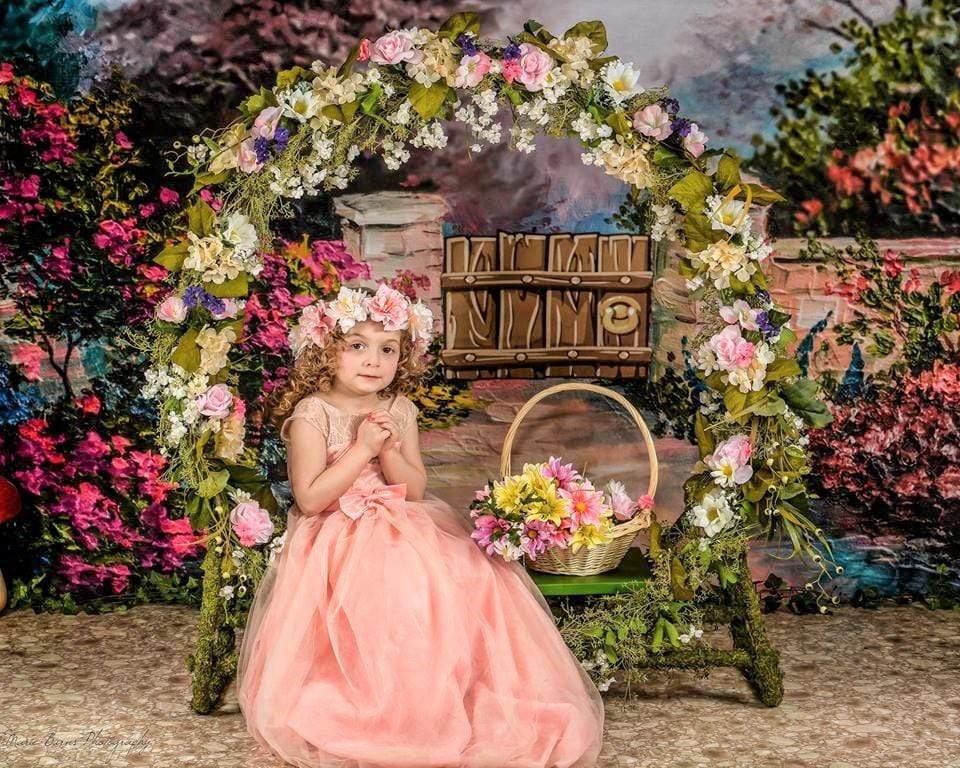 Kate Spring Flowers and Fence Children Backdrop for Photography Designed by JFCC