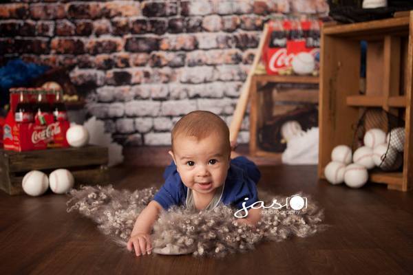 Kate Retro Brick Wall Baseball Theme Backdrop for sports Photography Designed by Leann West - Kate Backdrop AU