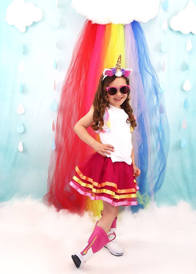 Kate Rainy Spring Rainbow Flowers Children Backdrop Designed by Leann West - Kate Backdrop AU