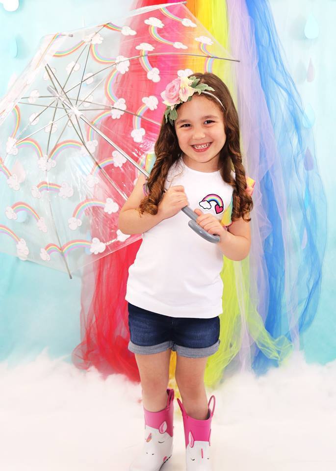 Kate Rainy Spring Rainbow Flowers Children Backdrop Designed by Leann West - Kate Backdrop AU